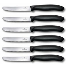 Набор из 6 столовых ножей Victorinox SwissClassic, чёрная рукоять
