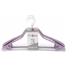 Вешалка-плечики, широкая, металл, набор 3 шт., "Termico", 43*23 см, фиолетовая