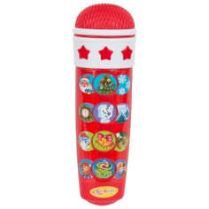 Азбукварик микрофон Караоке Новогоднее 12 песен красный/белый