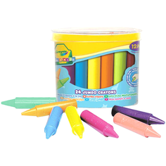 Crayola Mini Kids Разноцветные восковые мелки для самых маленьких, 24 восковых мелка в бочон