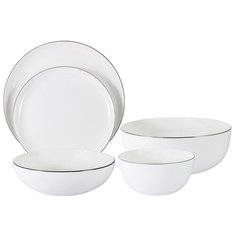 Обеденный сервиз "Арктика" на 6 персон 21 предмет, костяной фарфор, цвет белый, Anna Lafarg Emily, AL-121A-E11