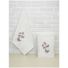 AMBIANCE Полотенце Бабочка цвет: кремовый (50х90 см,70х140 см) br42613