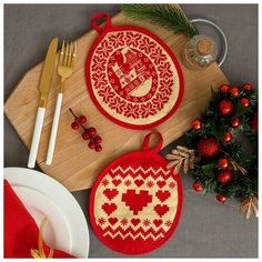 Доляна Прихватка Новогодние Домики (17х17 см - 2 шт)