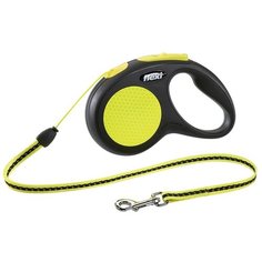 Flexi Поводок-рулетка, трос 5 метров, для собак до 12кг, Flexi New Neon S Cord