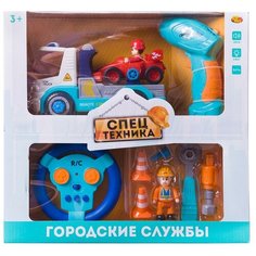 Машинка-конструктор на радиоуправлении Abtoys Cпецтехника серия Городские службы Автовоз и гоночная машина, со звуковыми и световыми эффектами