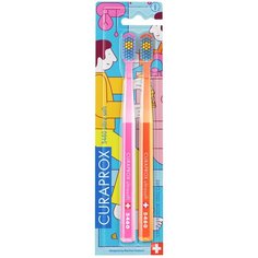 Набор зубных щеток "ultrasoft", d 0,10 мм (2 шт.) CS Duo Bathroom (розовая, оранжевая) Curaprox