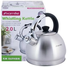 Чайник 2 л из нержавеющей стали со свистком Kamille KM-0694BN