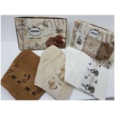 Vianna Кухонное полотенце Elyse цвет: бежевый, коричневый, белый (30х50 см - 3 шт) br42509