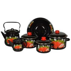 Набор посуды СтальЭмаль 1KB371M 9 пр. черный