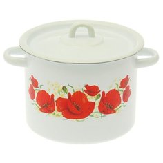 Кастрюля цилиндрическая 3,5 л светлая "Маки" 1737894 Сибирские товары