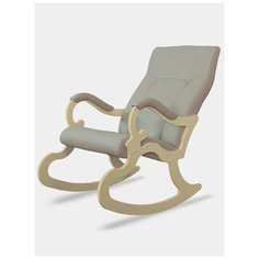 Кресло- качалка Венеция экокожа крем, каркас дуб шампань Мебелик
