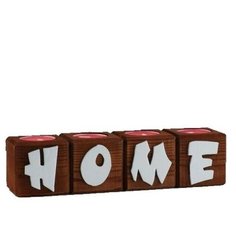 Подсвечники для интерьера 4 шт с надписью HOME, цвет: "Мокко", аромат: вишня Pipwood