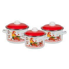 Набор эмал.посуды 3пр 02 "Хозяюшка" белосн. 6KB021M СтальЭмаль