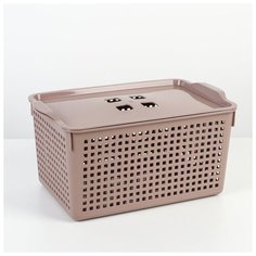 Корзина с крышкой 5,3 л "Лофт", цвет мокка 4855676 Violet