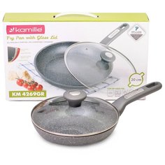 Сковорода Ø20 см с крышкой и гранитным покрытием из алюминия Kamille KM-4269GR
