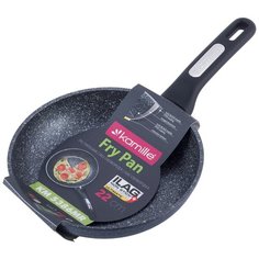 Сковорода 22 см Kamille KM-5386MR (Ø22 см) с покрытием чёрный мрамор из кованного алюминия