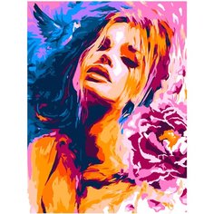 LORI Раскраска по номерам"Девушка с цветком" Ркн/ф-031