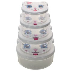 Набор из 4-х контейнеров Pets домашние животные Эльфпласт 13,8*14,3*6,3 см Elfplast