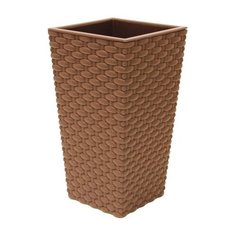 Кашпо IDEA (М-Пластика) со вставкой Ротанг 13.8 х 13.8 х 25 см бежевый ротанг