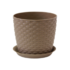 Кашпо IDEA (М-Пластика) с поддоном Ротанг 15.5 x 13.6 см бежевый