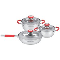 Набор посуды MercuryHaus MC-7025 6 пр. серебристый/красный