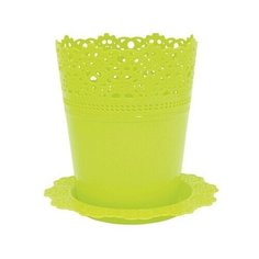 #Кашпо ажур D185мм 2,4л с подставкой_СалатовыйМ 3093 (пластик) Idea (М Пластика)