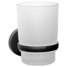 HAIBA Стакан для зубных щеток матовое стекло black в блистерной упаковке