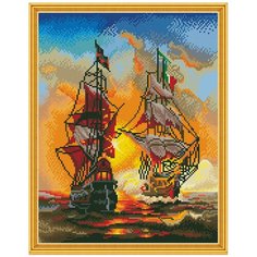 Алмазная мозаика с нанесенной рамкой Molly 40х50 см Самоцветы Морской бой