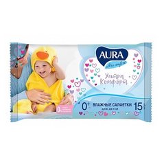 Влажные салфетки Aura Ultra Comfort, липучка, 15 шт.