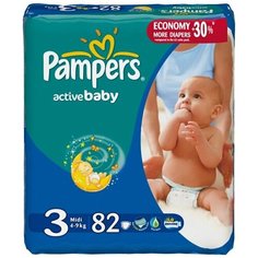 Pampers подгузники Active Baby 3 (4-9 кг), 82 шт.