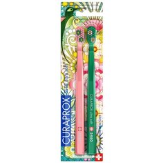 Набор зубных щеток "ultrasoft", d 0,10 мм (2 шт.) Summer 2021 (коралловая, зеленая) Curaprox