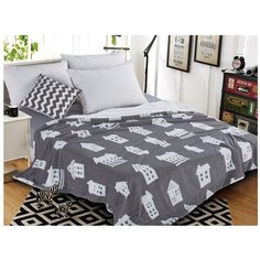 Плед Cleo Fluffy, 180 х 200 см, белый/серый