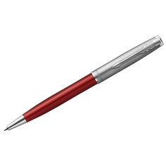 Ручки шариковые подарочные Ручка шариковая Parker "Sonnet Sand Blasted Metal&Red Lacquer" черная, 1,0мм, поворот., подар. уп.