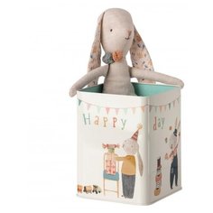 Мягкая игрушка Maileg Заяц Happy day в банке, 26 см