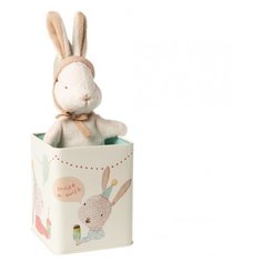 Мягкая игрушка Maileg Заяц Happy day в банке, 16 см