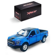 Детская инерционная металлическая машинка Serinity Toys с открывающимися дверями, модель Ford Raptor со звуком и светом, синий