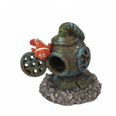 Декорация для аквариума AQUA DELLA "Рыбка Немо на шлеме", зелёный, 4x3.2x5см (Бельгия)