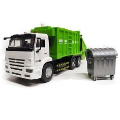 Детская инерционная металлическая машинка с открывающимися дверями PlaySmart, модель КАМАЗ Мусоровоз, салатовый Serinity Toys