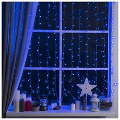Гирлянда Luazon Lighting Занавес Eco 200 х 150 см, 360 ламп, синий/бесцветный провод