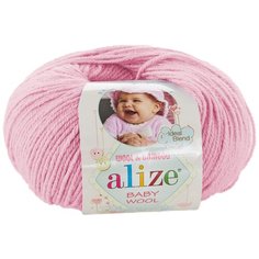 Пряжа Alize Baby Wool, 40 % шерсть, 40 % акрил, 20 % бамбук, 50 г, 175 м, 10 шт., 185 светло-розовый