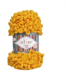 Пряжа Alize Puffy Fine (Пуффи Файн) 82 ярко-желтый 100% микрополиэстер 100г 14м 5шт