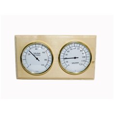 Банная станция биметаллическая СББ термометр/гигрометр, в дереве Первый термометровый завод