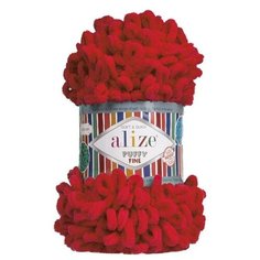 Пряжа Alize Puffy Fine (Пуффи Файн) 56 красный 100% микрополиэстер 100г 14м 5шт