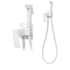 Смеситель встраиваемый с гигиеническим душем Hansberge CUBITO H3077WW White Gloss