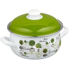 Кастрюля Savasan Гарден 8253, 2.5 л, белый/зеленый