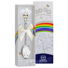 АргентА Ложка детская DODO "Собачка" с позолотой с серой эмалью