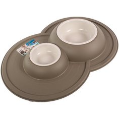 Миска двойная Lilli Pet на подставке, 0.23л+0.6л, серый
