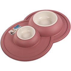 Миска двойная Lilli Pet на подставке, 0.23л+0.6л, розовый