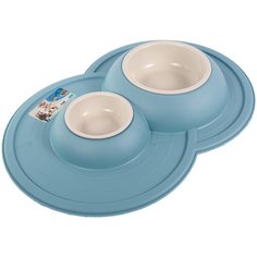Миска двойная Lilli Pet на подставке, 0.23л+0.6л, голубой