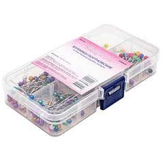 100404 Булавки портновские в пластиковой коробке, ассорти, 236шт Hobby&Pro